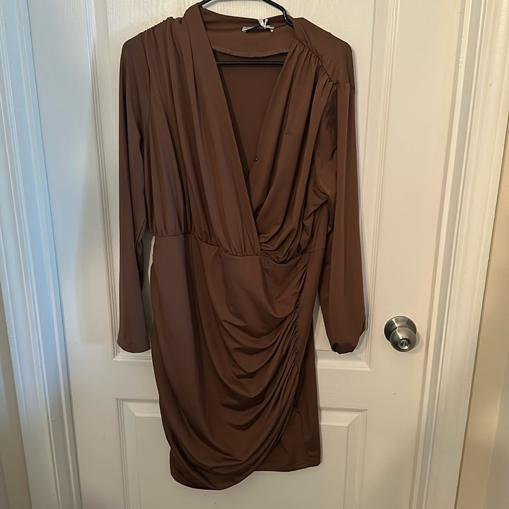 Plus, size fitted brown dress brand new